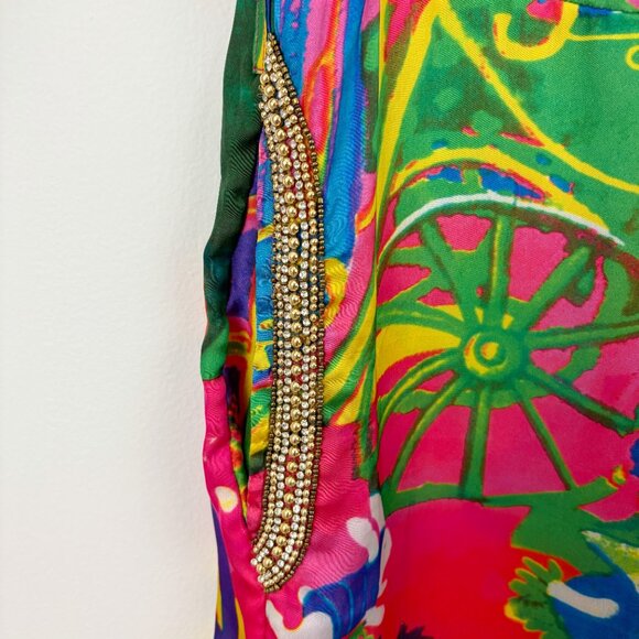 NWT Manish Vaid Colorful Romper Size S Roll Tab Long Sleeve Beaded Embellished - Picture 7 of 16